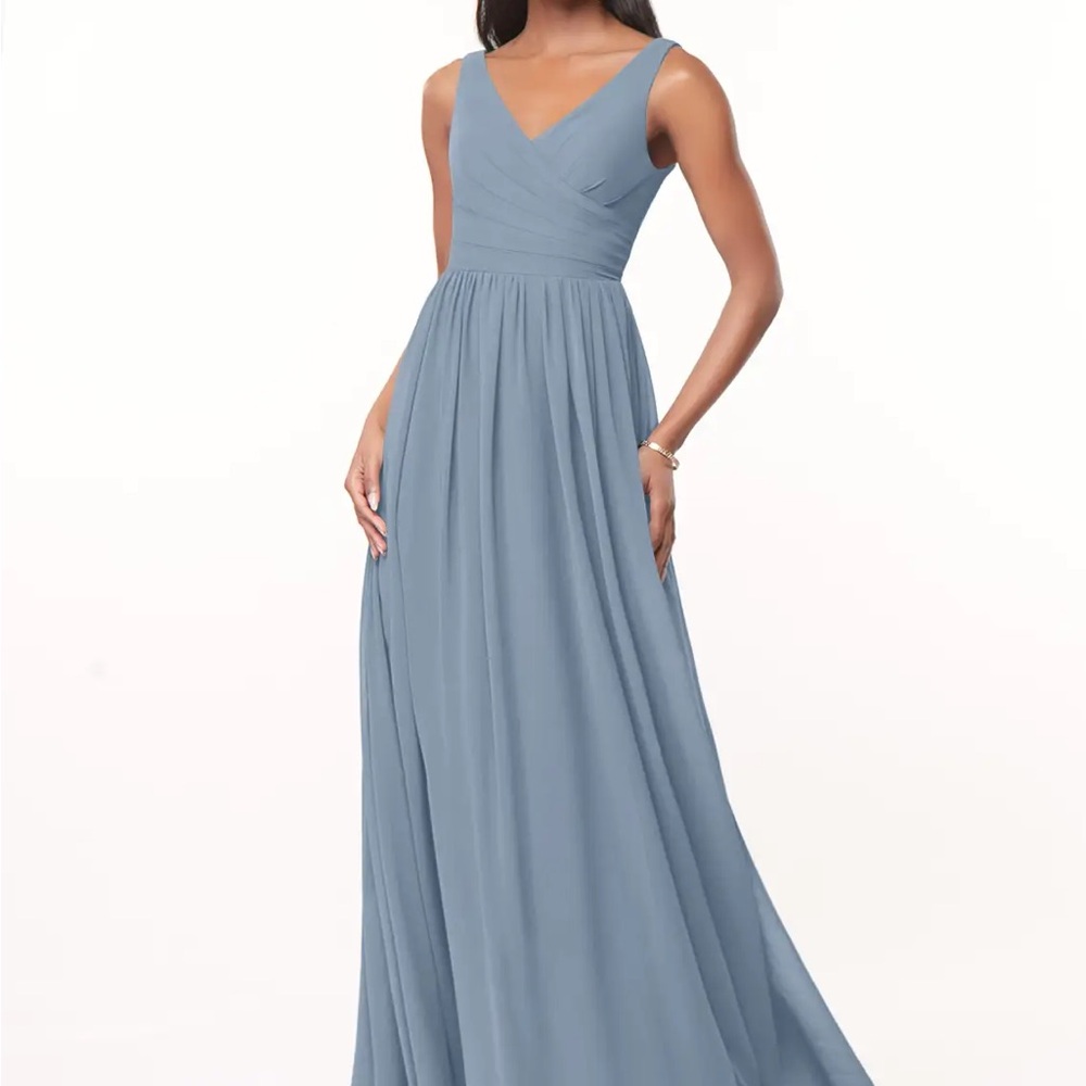 Azazie Keyla in Dusty Blue Chiffon